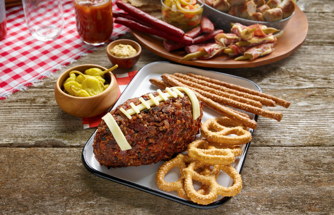 Bacon Sriracha Football Cheese Ball