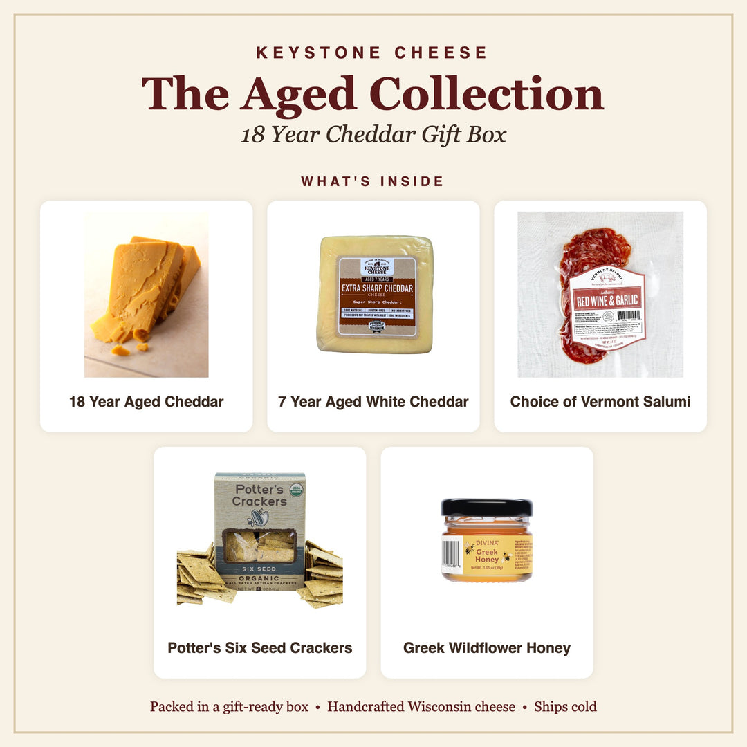 What's inside The Aged Collection 18 Year Cheddar Gift Box