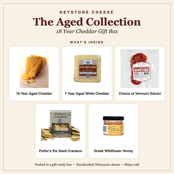 What's inside The Aged Collection 18 Year Cheddar Gift Box