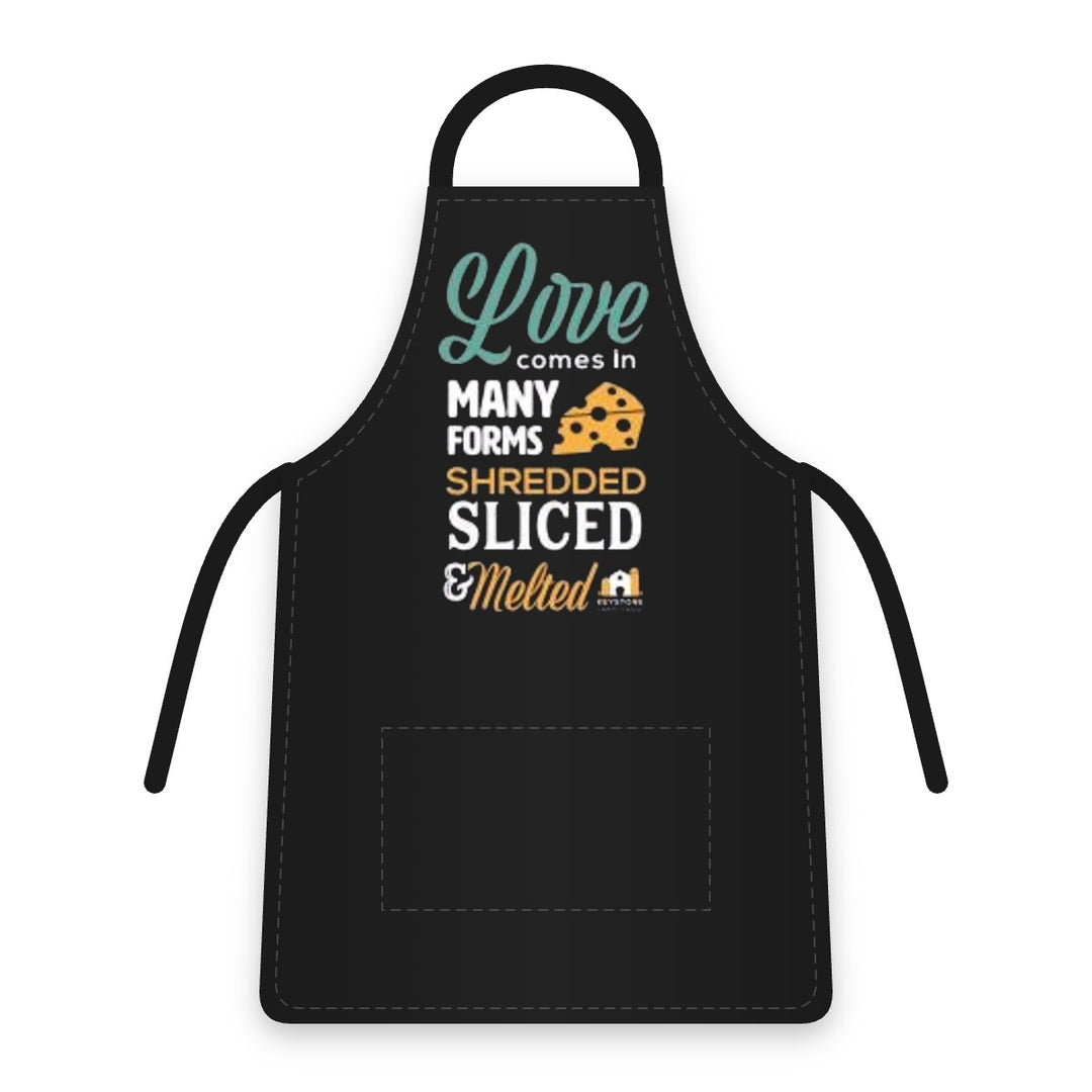 Black apron - Love comes in many forms: shredded, sliced & melted