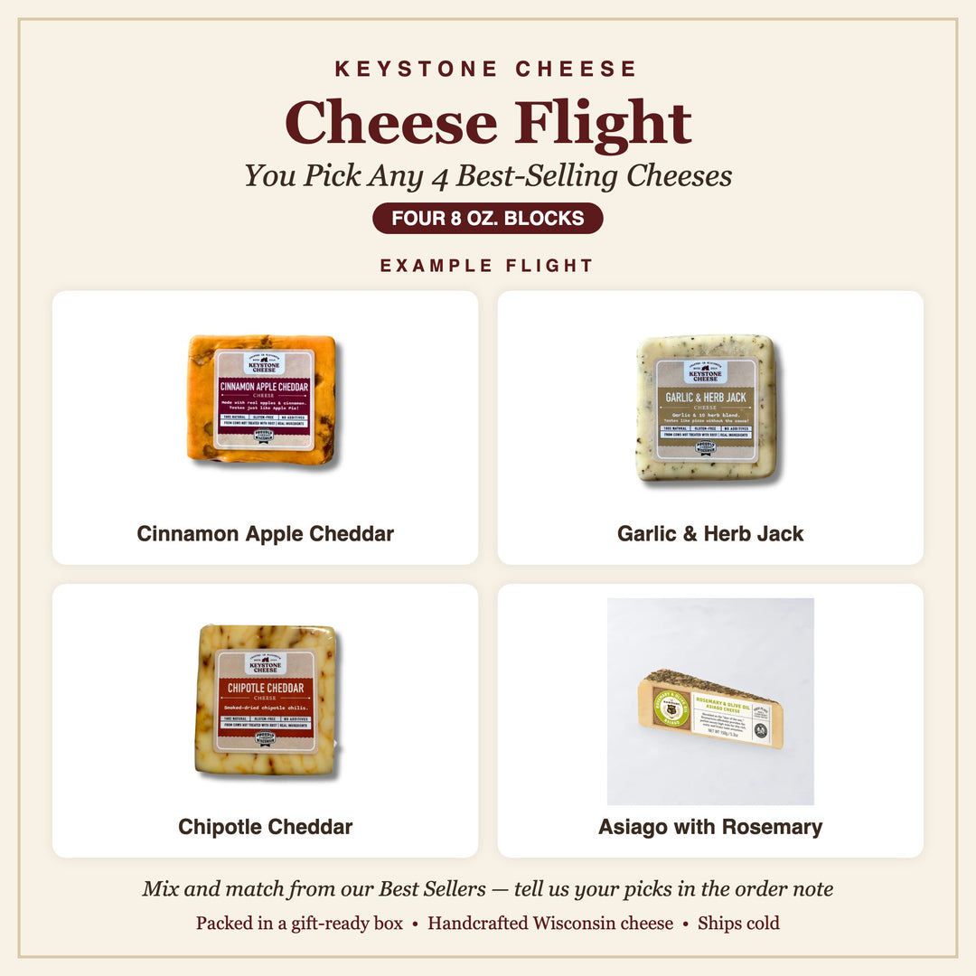 Cheese Flight gift box - pick any four 8 oz. best-selling Keystone cheeses