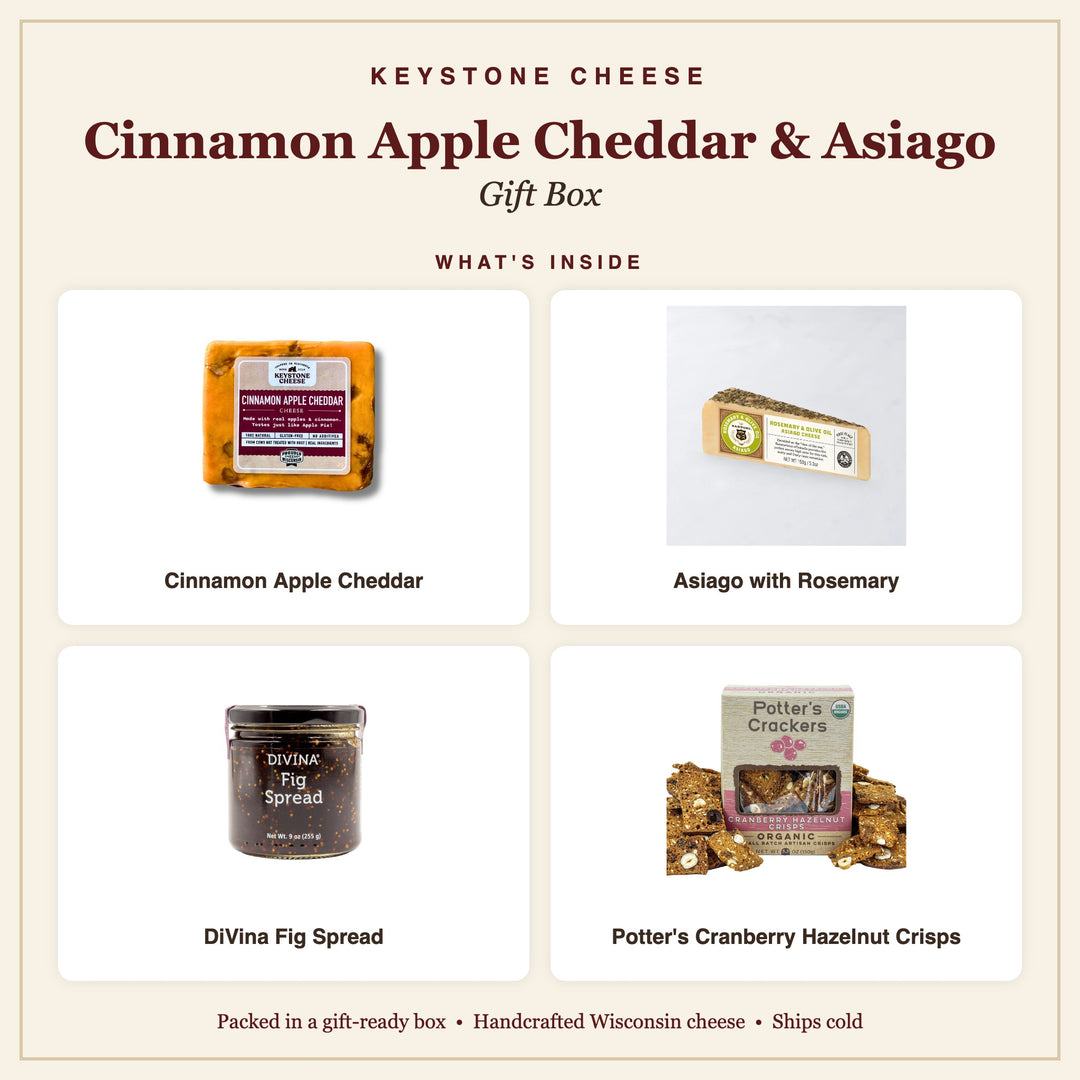 What's inside the Cinnamon Apple Cheddar & Asiago Gift Box