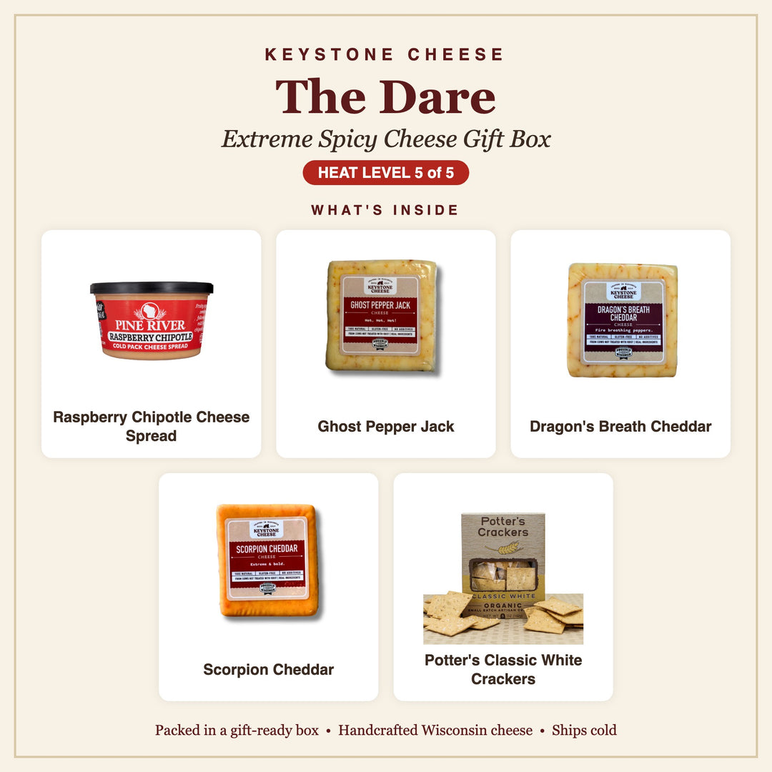 What's inside The Dare Extreme Spicy Cheese Gift Box