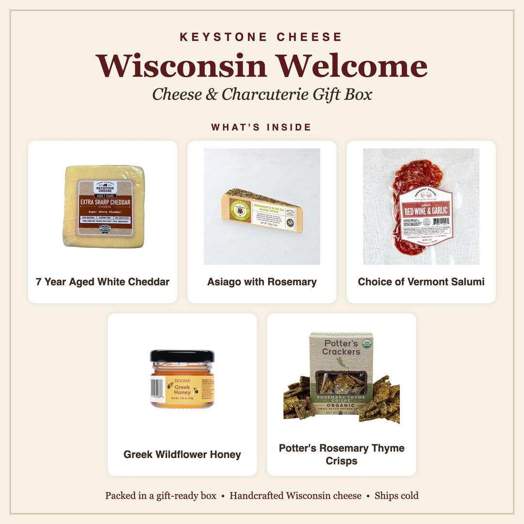 What's inside the Wisconsin Welcome Cheese & Charcuterie Gift Box